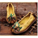 Women's Shoes Nappa Leather Spring/Summer/Fall/Moccasin Flats Casual Flat Heel Sparkling Glitter/Ruched Yellow / Red