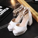 Women's Shoes Leatherette Chunky Heel Peep Toe Sandals Wedding / Office & Career / Party & Evening Blue / Pink / White