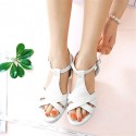 Women's Shoes Leatherette Wedge Heel Wedges Sandals Wedding / Party & Evening / Dress / Casual White / Silver