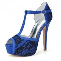 Women's Spring / Summer / Fall Heels / Peep Toe / Lace Wedding / Party & Evening Stiletto Heel Black / Blue / Pink / Ivory / White