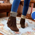 Women's Spring / Fall / Winter Round Toe Leatherette Casual Flat Heel Tassel Black / Brown / Yellow / Pink