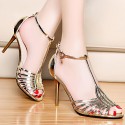 Women's Shoes Synthetic Stiletto Heel Heels / Peep Toe Sandals Wedding / Party & Evening / Dress / Casual Black / Gold