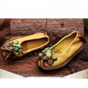 Women's Shoes Nappa Leather Spring/Summer/Fall/Moccasin Flats Casual Flat Heel Sparkling Glitter/Ruched Yellow / Red